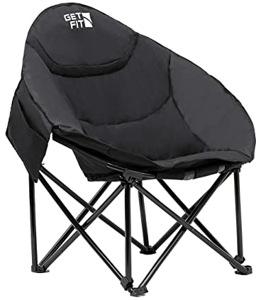 Get Fit Moon Campingstuhl, tragbarer Outdoor-Premium-Klappstuhl für Erwachsene, mit Magazintasche, Getränkehalter und Tragetasche, robuster Klappstuhl, Tragkraft von 130 kg