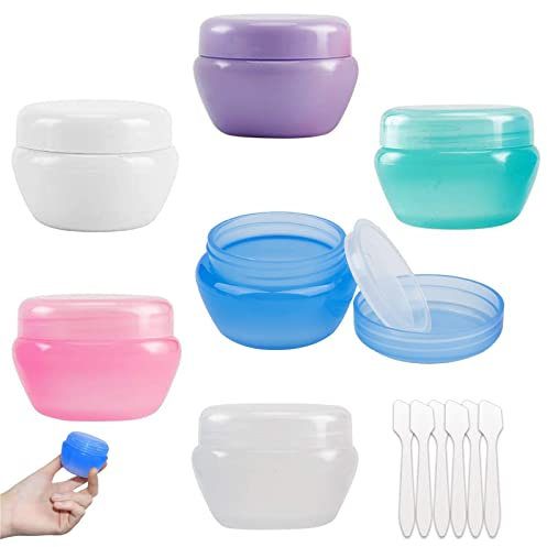 MEITREND Travel Containers for Toiletries, 6 Pcs 20g Cream Jars with Lids Travel Bottles, Clear Cosmetic Pots Wide-Mouth Leakproof Small Plastic Containers For Makeup Beauty Products Face