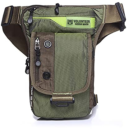 wasserdichte Fanny-Taille-Taille-Hüftgürtel-Bumps-Taschen Motorrad Oxford Männer Taille Bein Drop-Oberschenkel-Tasche Beintasche Motorrad (Color : 1 Green)