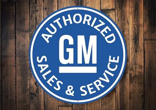 KILSPU Autorisiertes Gm Sales & Service, Gm Service Schild, Verkauf und Service, General Motors Dekor, Garagendekoration, Auto-Garagenschild, Metall, rund, 30,5 x 30,5 cm