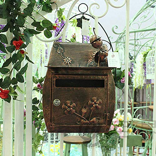 Mailbox Mail Box Antique Letterbox,Box Mailbox,letterbox,English Style Wall Mount Mailbox,Lockable Letter Box Steel Mail Box,Cast Aluminum,with Roof,Elegance Wall Mounted Galvanised Steel Lockable
