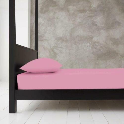 Easy Care NON IRON 4FT SMALL DOUBLE/DOUBLE Fitted Sheet Polycotton Bed Mattress Cover & PILLOW PAIR (Pink, Double Fitted Sheet Only)