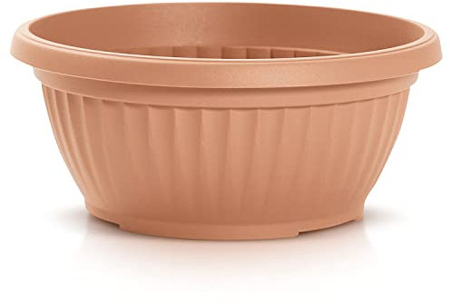 IMJ-Global Vaso per Fiori piante Tondo Terra Decorativo in Plastica Alto 13 cm da interno esterno Ø30 cm Colore Terracotta Design Classico 6 Litri