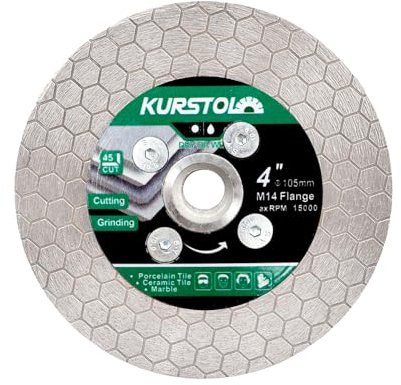 KURSTOL Diamant Trennscheibe - Diamant Fliesentrennscheibe 105 mm x M14 zum Schneiden und Schleifen von Keramikfliesen, Porzellan, Granit, Marmor