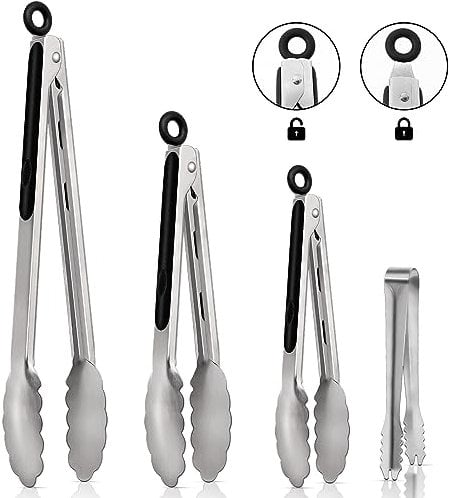 4 Pezzi Pinze da Cucina, Pinza Cucina, Pinze Cucina, Pinza Barbecue da Cucina in Acciaio Inox per Barbecue, Pinze da Cucina, Adatto per Pasta, Carne alla Griglia, Bistecca, Insalata.