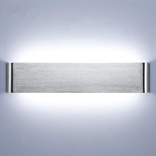 Lightsjoy Wandleuchte Innen 18W 40CM LED Wandlampe Moderne Wandleuchten Kaltweiss Wandlampen IP44 Up and Down Wandbeleuchtung Aluminium Flurlampe Wand für Wohnzimmer Schlafzimmer Treppen Silber