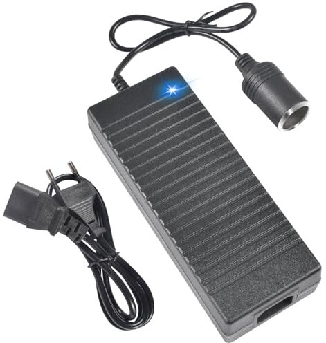 Funmo KFZ Netzadapter Spannungswandler, 100 bis 240V auf 12V/ 10A Wechselrichter, Adapter Zigarettenanzünder Steckdose, für Kompressor Kühlbox, LED Lampen und Ventilatoren