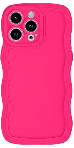 miyonsin Hülle für iPhone 11 Pro, Niedliche lockige Wellen Rahmenform Muster Silikon Handyhülle, Flexible TPU Silikonhülle für Frauen Mädchen, Stoßfeste Schutzhülle für iPhone 11 Pro, Magentarot