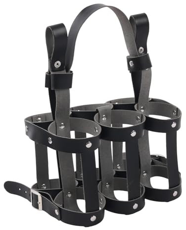 WATERBELINE Bouteille de bière avec cuir pour bière, bière, sac de transport pour vélo en plein air, vélo, porte-bouteille, Cuir véritable Blac