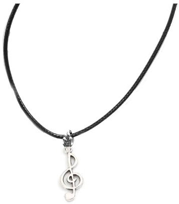 Gregory Crafts & Gifts Music Note Musical Pendant Necklace, Unisex Jewellery - 18 inch Black Cord Necklace, Handcrafted