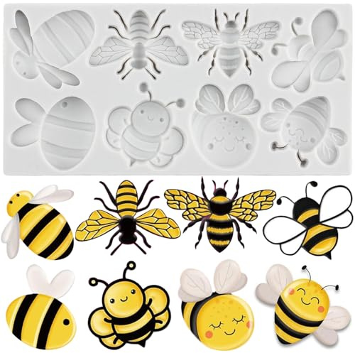 MINFEIDMS Hummel Silikonform Biene Fondant Formen Bienen Schokoladenform für Zucker Kuchen Dekorieren Cupcake Topper Candy Gum Paste Polymer Clay