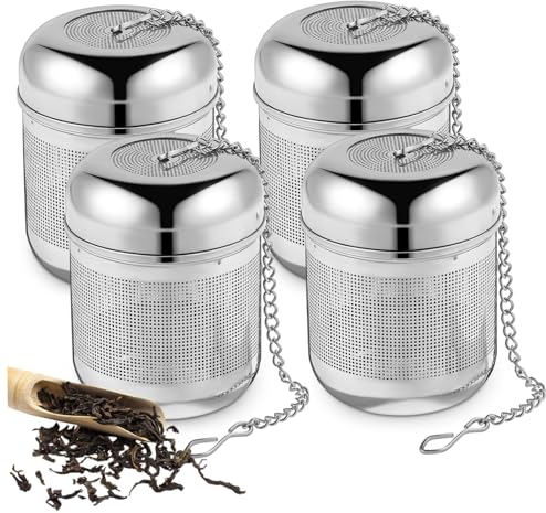 NAMOARLY 4stücke Edelstahl Teesieb Mit Kette Feinmaschiger Teefilter Für Losen Tee Langlebiger Teebereiter Für Teekannen Und Tassen Für Gewürze Geeignet