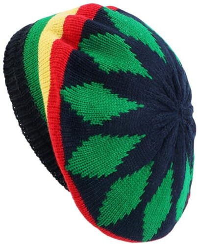 Glixoft Jamaikanische Rasta-baskenmütze, Strickmütze, Regenbogen-Baggy-mütze, Häkelmütze, Hip-hop-haarschutz Für Männer Und Frauen