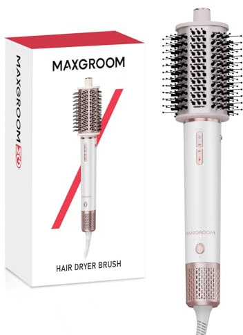 MAXGROOM Rundbürstenföhn Föhnbürste, 4 in 1 Hohe Geschwindigkeit Negative Lonen Warmluftbürste 110.000 U/min, Rundbürste Schnelles Trocknen, Volumisieren, Glätten,Styler für Lange und Kurze Haar
