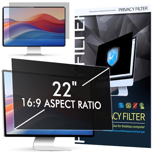 LAMA 22 Inch Computer Privacy Screen Filter, WxH: 487mm x 274mm, 16:9, Universal PC Monitor Protector, Privacy Protection, Anti Blue Light, Anti Glare, Anti-UV, Eye Protection
