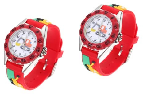 LIFKOME 2 Pièces Montre en Silicone pour Enfants Regarder pour Les Garçons Montres Enfants pour Garçons De 3 à 5 Ans Étanche pour Rouge Quartz Électronique