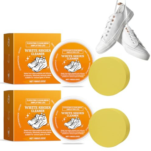 Zynewa Weiße Schuhreinigungskreme, 2 Stk Mehrzweck - waschfreies Weißschuhreinigungsmittel, Schuhreinigungspaste mit Schwamm Weißschuhcreme Reinigungs Set für Schuhe Sneaker Leder-Sofa und Autositze