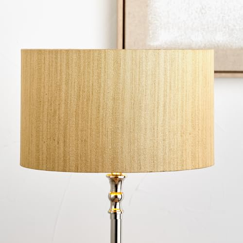 Gold Slubby Faux Silk Lampshade | Art Deco Gold Lined Cylinder Shade | Modern Drum Lamp Shades for Table Lamps and Floor Lamps (Gold, 45cm)