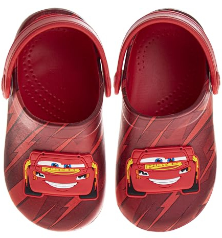 Josmo Kids Cars Clog Sandal Waterproof Slip-On Slides for Boys - Lightning McQueen Closed Toe Clogs with Backstrap - Red (Size 9-10 Toddler)