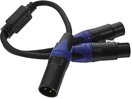 Toyvian Câble Répartiteur Xlr 1 Mâle Vers 2 Femelles 3 Broches Bleu, Câble De Microphone Double Blindage, Gaine Pvc Souple, Équipement D'enregistrement Audio Professionnel