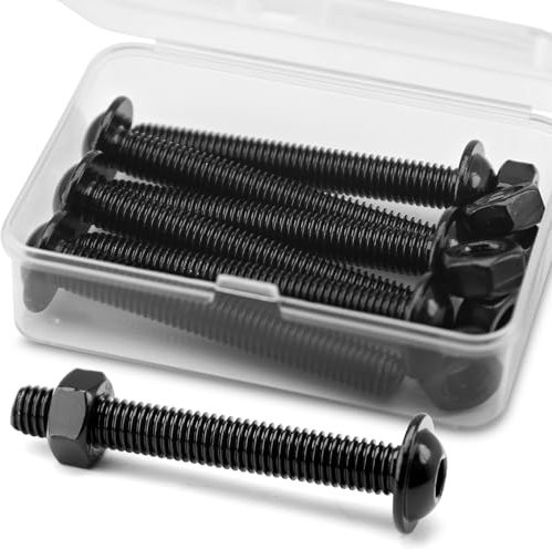 (6 sets) M8 x 60mm Hex Socket Screws with Flange and Nuts Set, 304 Stainless Steel Black Oxide, Pan Head Screws, Flange bolts, Flange screws