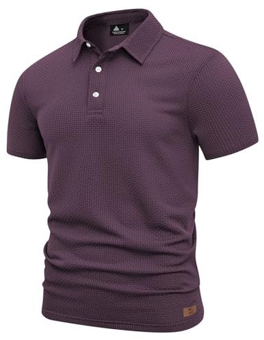 JACKETOWN Mens Polo Shirts Short Sleeve Lightweight Breathable Golf Polo Shirt for Men Adult Tennis T Shirts,Light Purple,3XL