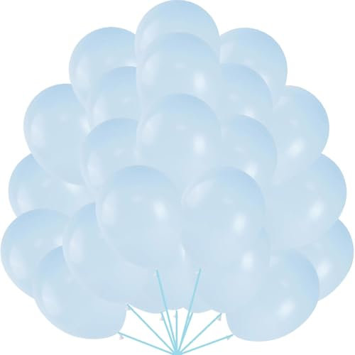 Luftballons Sand Weiß, 60 Stück 12 Zoll Retro Creme Weiss Luftballon Sand Weißer Latex Ballon Balloons Beige für Geburtstag Hochzeit Valentinstag Verlobung Babyparty Party Deko (Blau)