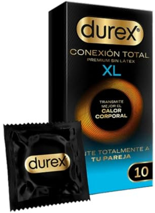 Durex Vollverbindung XL Ultra Slim Plus latexfreies Kondom mit Body Feel-Technologie, die die Körperwärme besser überträgt, 10 XL Kondome