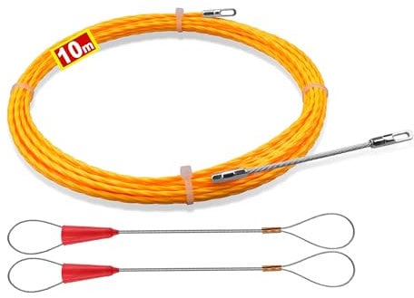 Guia Pasacables 10m,GuíA Pasacables,Guia Cables,Retractable Spring Guia Electricista,con 2 Muelles GuíA,RotacióN de Guia para Cables Electricos (10m 3,0mm)