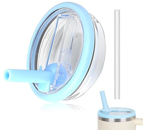 ZORTVUL 1 Tapas De Repuesto Para Stanley Cup, Flip Straw, Para Vasos De 40 Oz, Con 1 Pajitas, Tapa Impermeable (Azul)