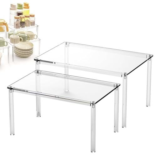 zwxqe Küchenschrank-Organizer, Acryl-Küchen-Organizer, platzsparende Aufbewahrung, vielseitiges Regal für Theke, Badezimmer, Kaffeestation und Bastelraum-Organisation
