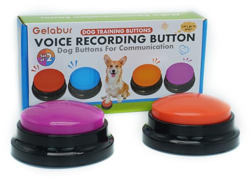 Gelabur Set von 2 Hunde-Tasten für die Kommunikation, Sprachaufzeichnbare Tasten, Hunde Training sprechen Tasten Starter Set, Haustier einfach sprechen Tasten Werkzeuge