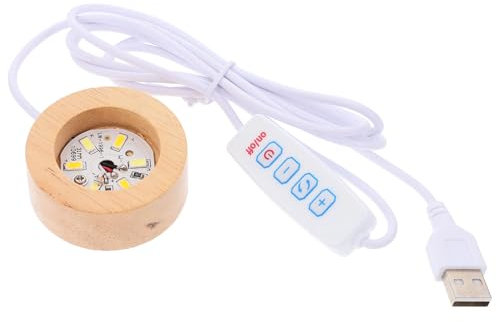 TOPPERFUN Base Lampe Bois Robuste Led Avec Éclairage Trois Couleurs Socle Polyvalent Pour Veilleuse De Nuit Décoration Table Chevet Et Éclairage Diy