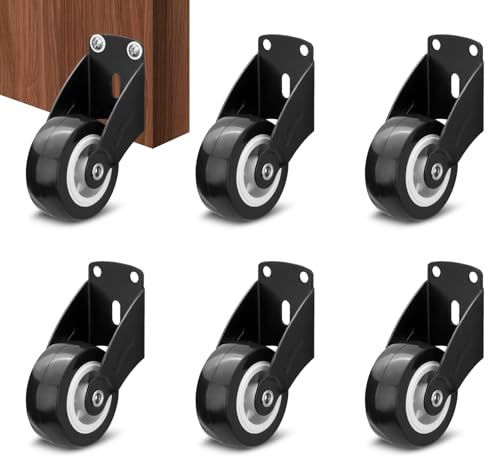 Diakey 6 Stück Anti-Beschlag-Torräder, 5 cm Seitenmontage Rollen für Tür unten, Möbelräder, Holztorrollen, Rollen-Hardware-Kit für Zaun, Hof, Bauernhof, Schwarz
