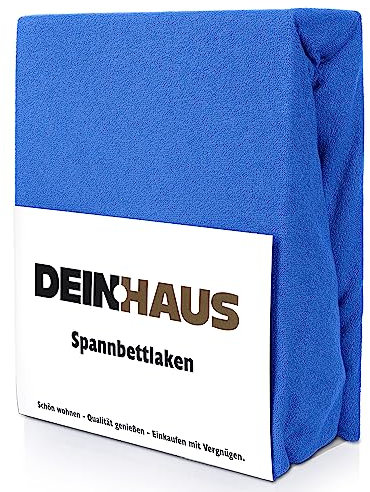 DH DEIN.HAUS Drap-housse en tissu éponge doux 90 x 200 cm - Coton avec élastique, facile d'entretien, drap de lit - Couleur : Bleu foncé