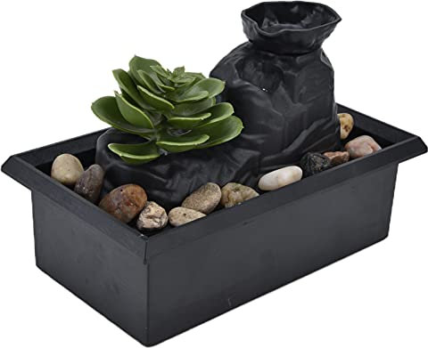 Phefop Fontana Desktop con Luce LED Leggera USB 3V Ornamenti di Fontane D'Acqua Delicatamente Acqua a Cascata 7.0x4.7x4.3in per Decorazione da Tavolo da Ufficio Interno a Casa