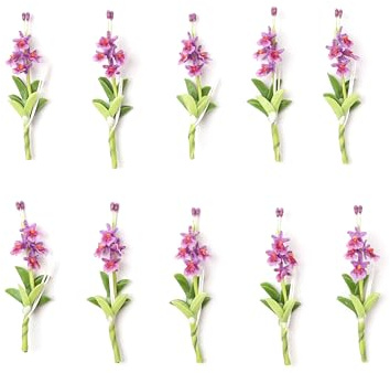 ablossom Set of 10 Purple Orchid Miniature Handmade Clay – Japanese Polymer Clay Flowers – Realistic Faux Orchid Buds 2.5” Tall – Tiny Floral Décor for Crafts, Gifts & Displays (Purple Orchid)