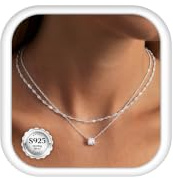 ORAZIO 2 Stück Silber 925 Damen Halskette Silberkette Verstellbarer Wasserfester Zirkon Halskette Damen Schmuck Für Frauen Mädchen