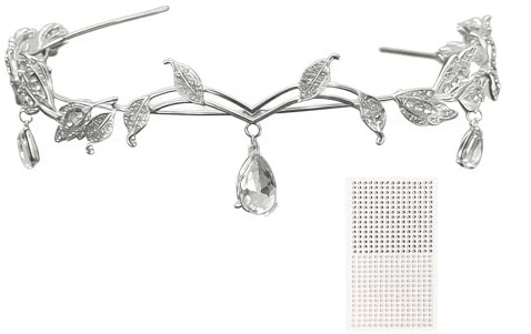 ARYIMYDP Prinzessin Crystal Crown, Vintage Strass Diadem, Prinzessinnen-Kopfschmuck mit weichen Elfenohren, Tiara für Hochzeit Braut, Motto Party, Karneval, Cosplay, Festival, Kostüm Zubehör
