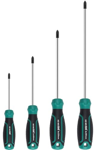 Fixinus 4-Piece Phillips Screwdriver Set, Magnetic Cross Head Screwdrivers, Soft Ergonomic Grip | Precision PH0 PH1 PH2 Driver Tool