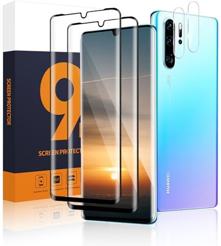 Carantee 2+2 Stück Schutzfolie für Panzerglas für Huawei P30 Pro, 3D 9H Härte Kratzfest Unzerbrechlich Ultra-Klar Kristallklar Fingerabdruck-ID Sensitive Touch P30 Pro Handyfolie & Kameraschutz
