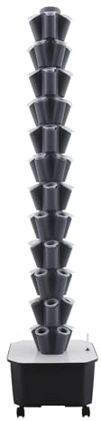 Tour de culture hydroponique avec 12 niveaux et 60 trous, design vertical, fonctionne en continu, noir et gris, avec un réservoir d'eau de 2,5 litres, pour un usage domestique