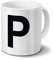 printplanet Tasse mit dem Buchstaben P - Motiv Letters - Trend, Modern, Kaffeebecher, Mug, Becher, Kaffeetasse - Farbe Weiß
