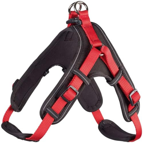 HUNTER Hundegeschirr NEOPREN VARIO QUICK, Farbe: rot/schwarz, hochwertiges Nylon, Neoprenpolsterung, reflektierendes 3M Scotchlite Material, einfacher Einstieg, verstellbar, bequem, Größe: L