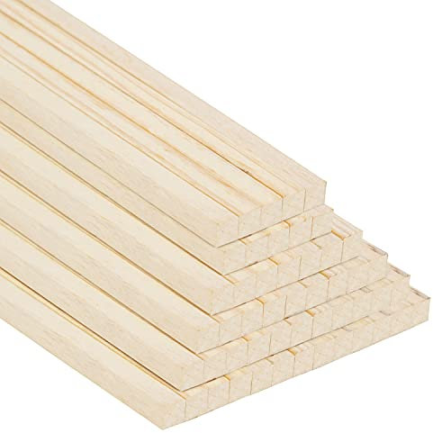 Belle Vous 50 Pack Natürliche Holzleisten zum Basteln - 6,4 mm x 30 cm Schmale Bastelstiele Wandleiste - Extra Langes Unbehandeltes Holz für DIY Projekte, Holzarbeit