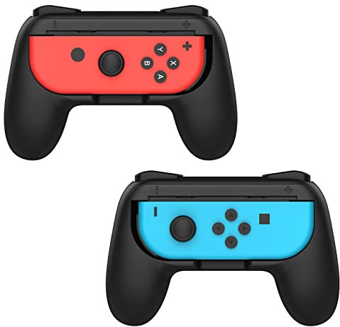 MoKo Joy-con, Impugnatura Compatibile con Nintendo Switch, 2 Set Custodia Protettiva Joystick Ergonomica in Resina ABS Protezione Urti, Graffi con Pulsanti SL/SR per Gioco Switch Joy-con, Nero