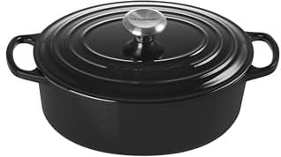 Le Creuset Signature Emaillierter Gusseisen-Bräter mit Deckel, oval, 27 cm, 4,1 Liter, schwarzer Onyx, 21178271402430