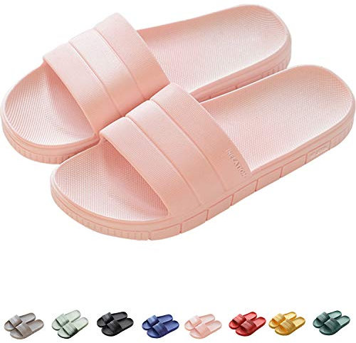INFLATION Sandales pantoufles d'été antidérapantes hommes & femme Chaussons de salle de bain Couples Chaussures de plage décontractées, Rose, 260mm/40-41 EU