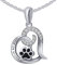 CLEVER SCHMUCK Silberne Damen Halskette Herz Anhänger 19 x 20 mm mit Hundepfote schwarz & viele Zirkonia & Gravur Always in my Heart & Kette Erbs 45 cm Sterling Silber 925 im Schmucketui