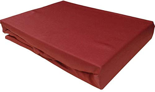 Bettwaesche-mit-Stil Mako Satin Spannbettlaken Spannlaken Spannbetttuch (180 cm x 200 cm, Matratzenhhöhe 21-30cm, Rot)